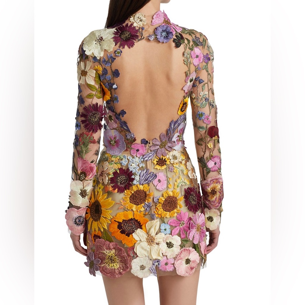 Vibrant Floral Embroidered Mini Dress - Picture 5 of 16